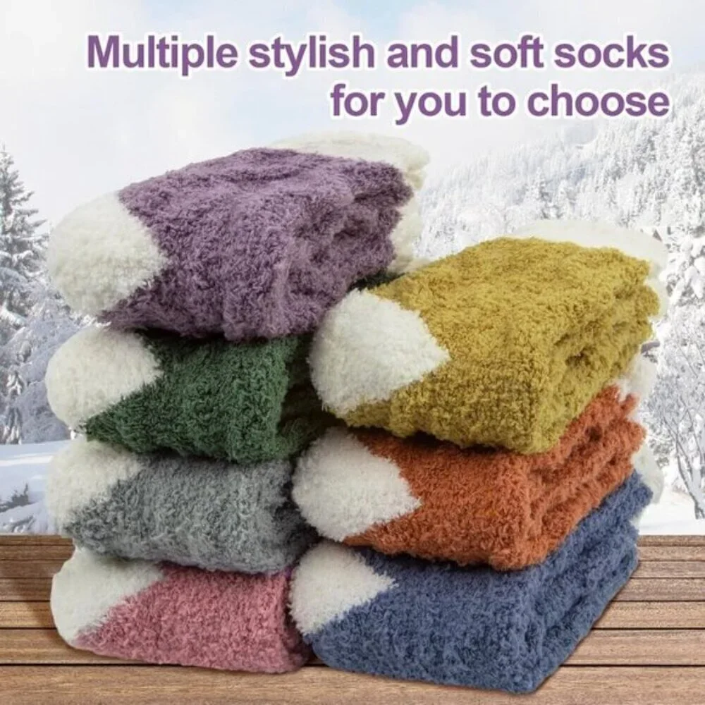 7-Pair Women’s Fuzzy Socks Cozy Warm Fluffy Christmas Winter Gift Set